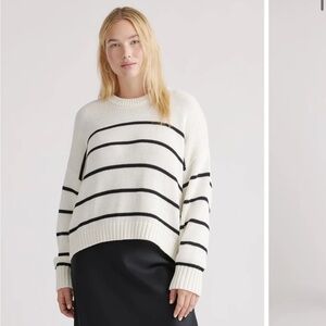 New Quince 100% Organic Cotton Striped Crew Sweater
